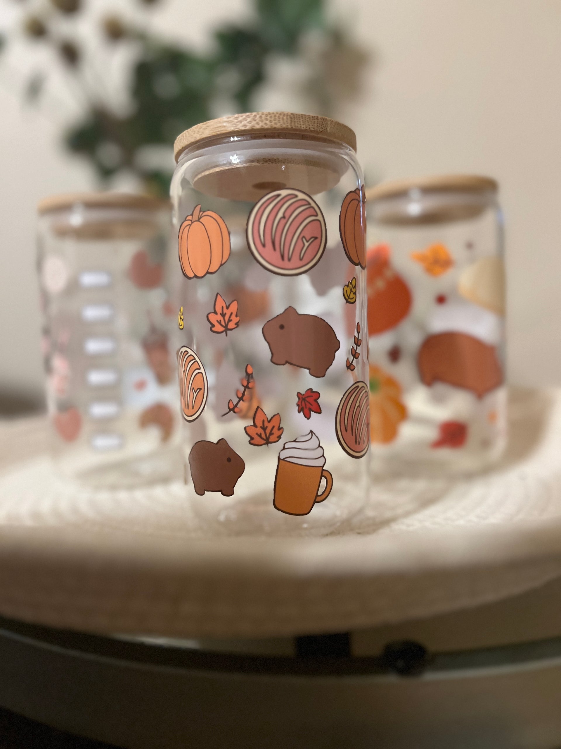 Hello Pumpkin 16 oz Glass Can Cup