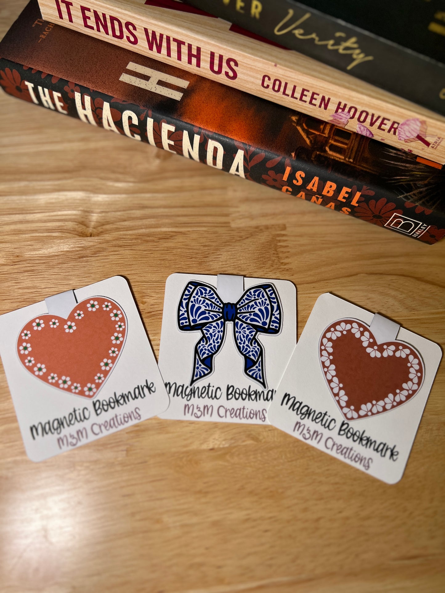 Cute Talavera Bow & Clay Hearts Magnetic Bookmarks