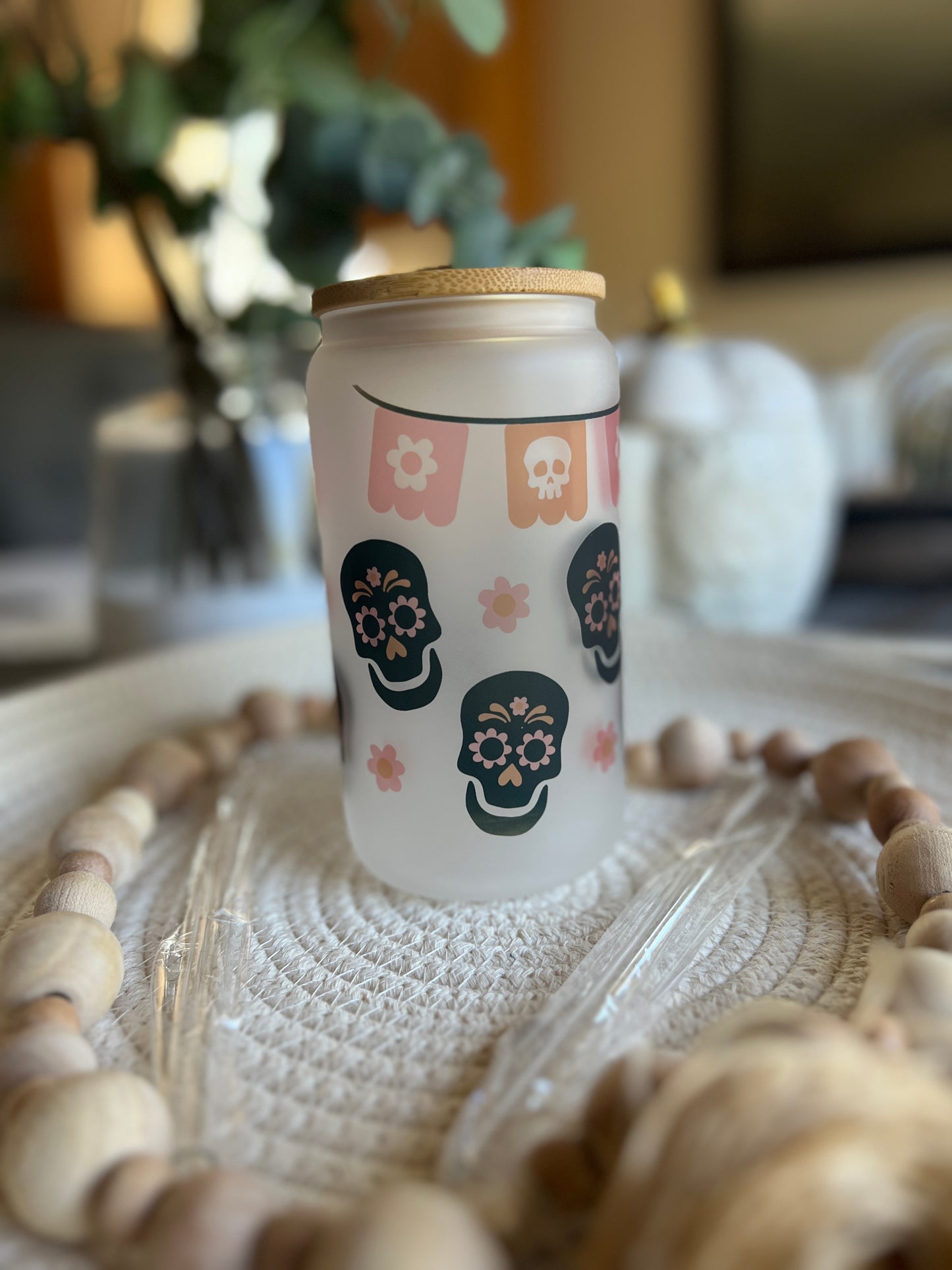 Día de los Muertos libby Glass Can