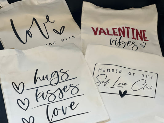 Self Love/ Valentine tote bags